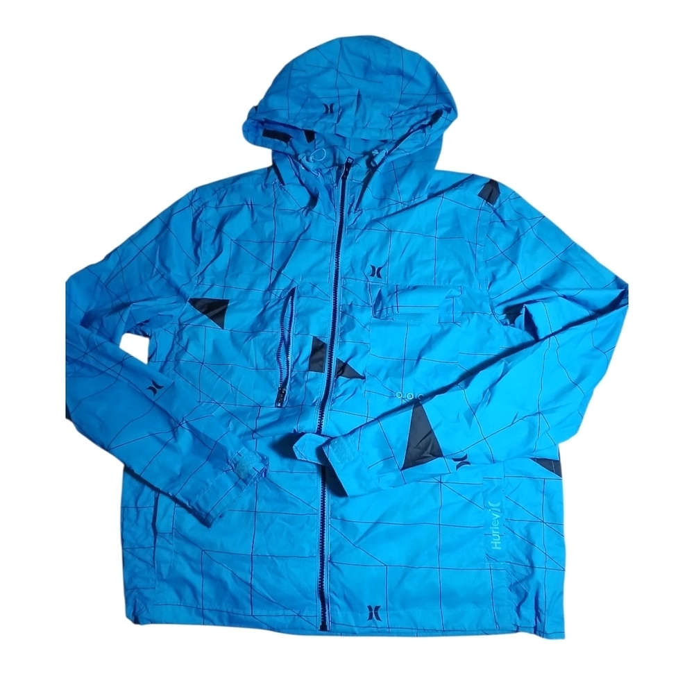 Hurley Men’s Bright Blue Hooded Ski Jacket with Black Accents